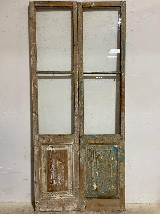 Antique French Panel Doors with glass  (100.25x44)  K303