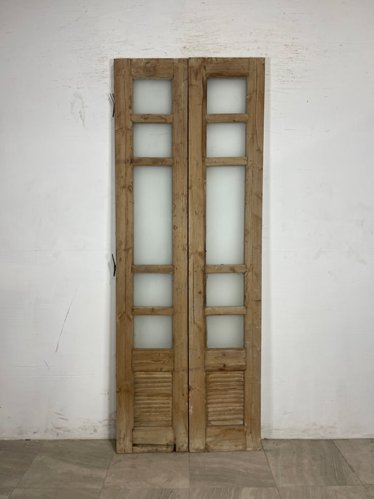 Antique French Panel Doors with Glass (91.75 x 34.5)   N227