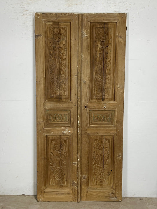 Antique French panel doors with Carvings (87 x 40) P31