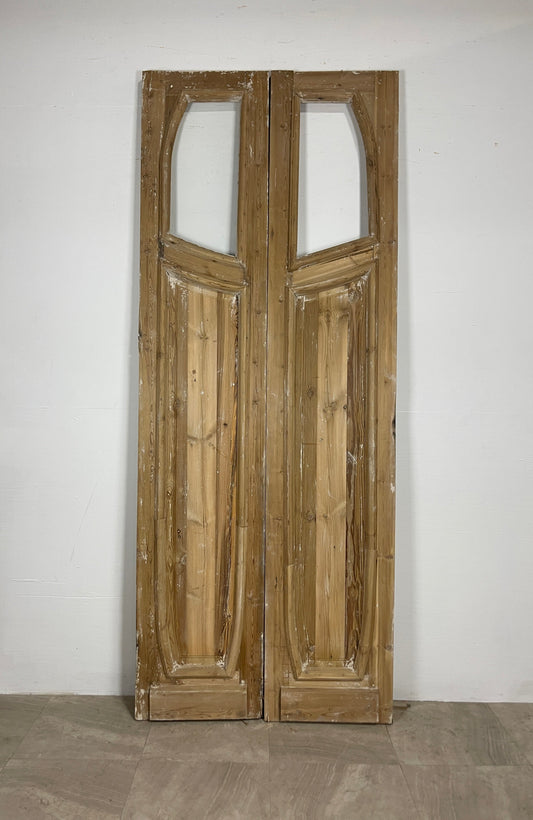 Antique French panel door with Glass  (100.5 x 40)  O11