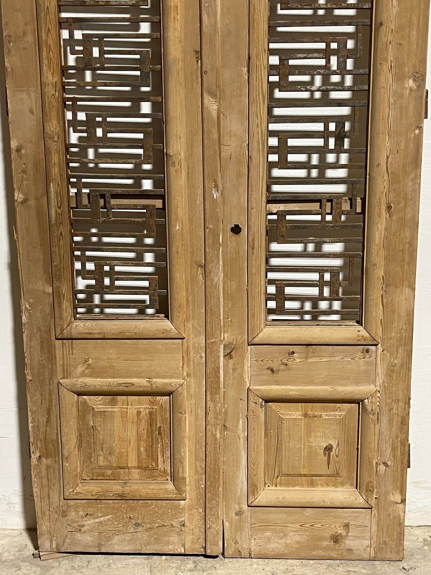 Antique French Panel Doors with Metal (99x43.75) L011