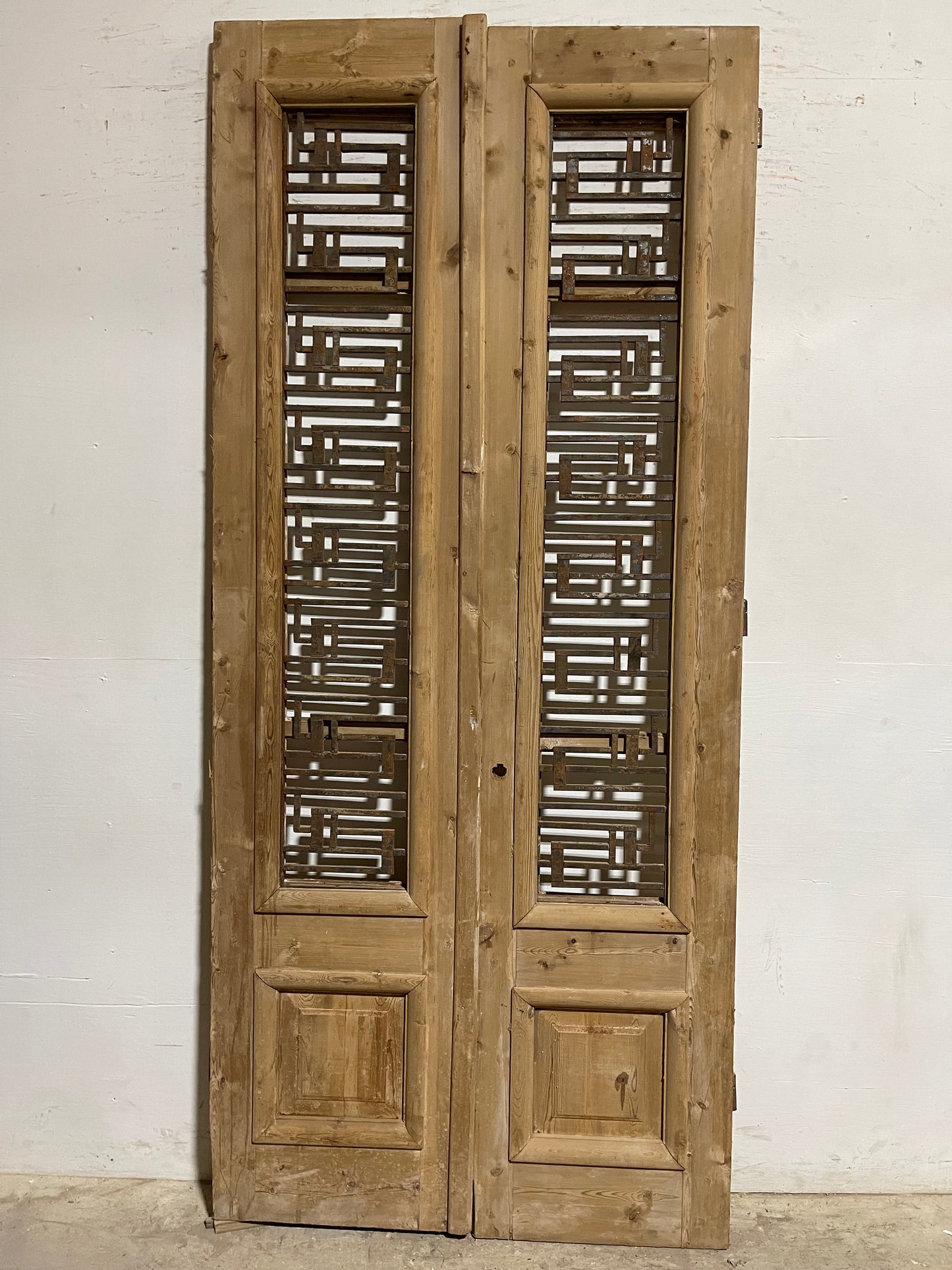 Antique French Panel Doors with Metal (99x43.75) L011