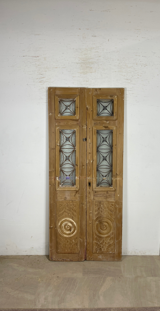 Antique French panel doors with Metal (83x35.5) P98