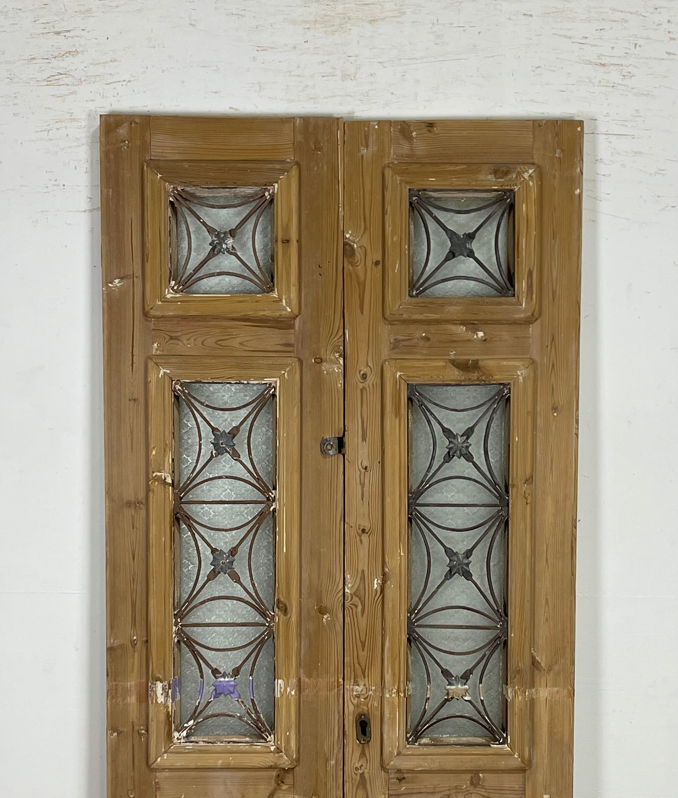 Antique French panel doors with Metal (83x35.5) P98