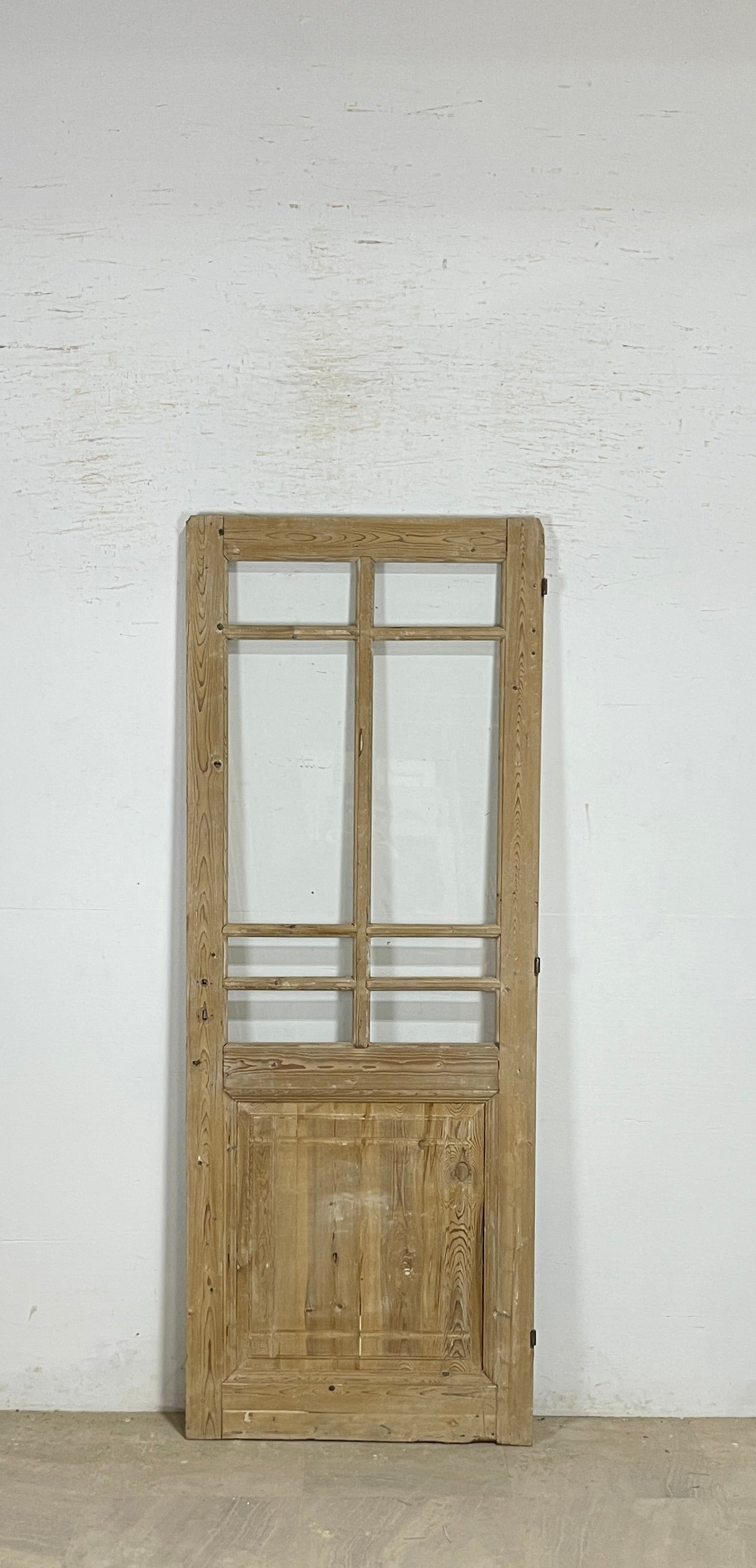 Antique French panel single door with glass (83x32) P190