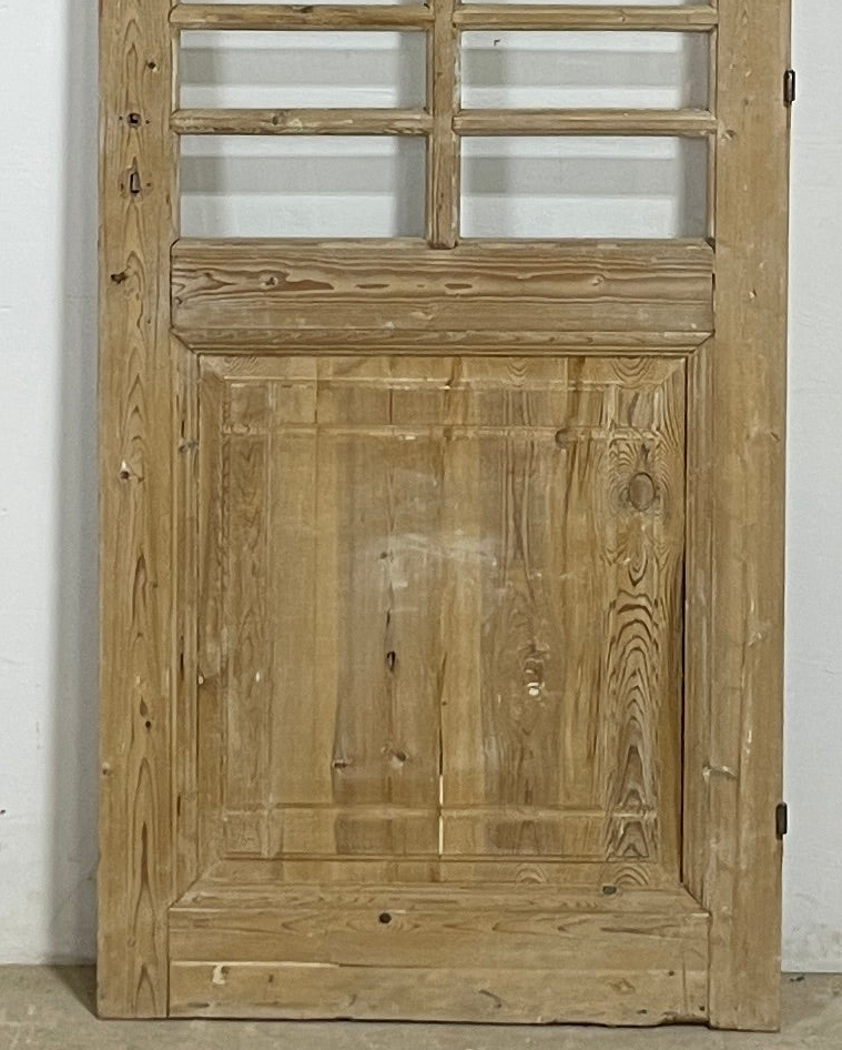 Antique French panel single door with glass (83x32) P190