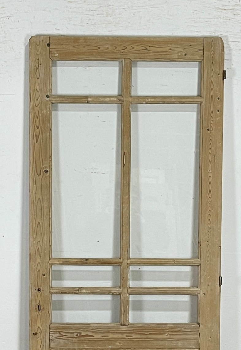 Antique French panel single door with glass (83x32) P190