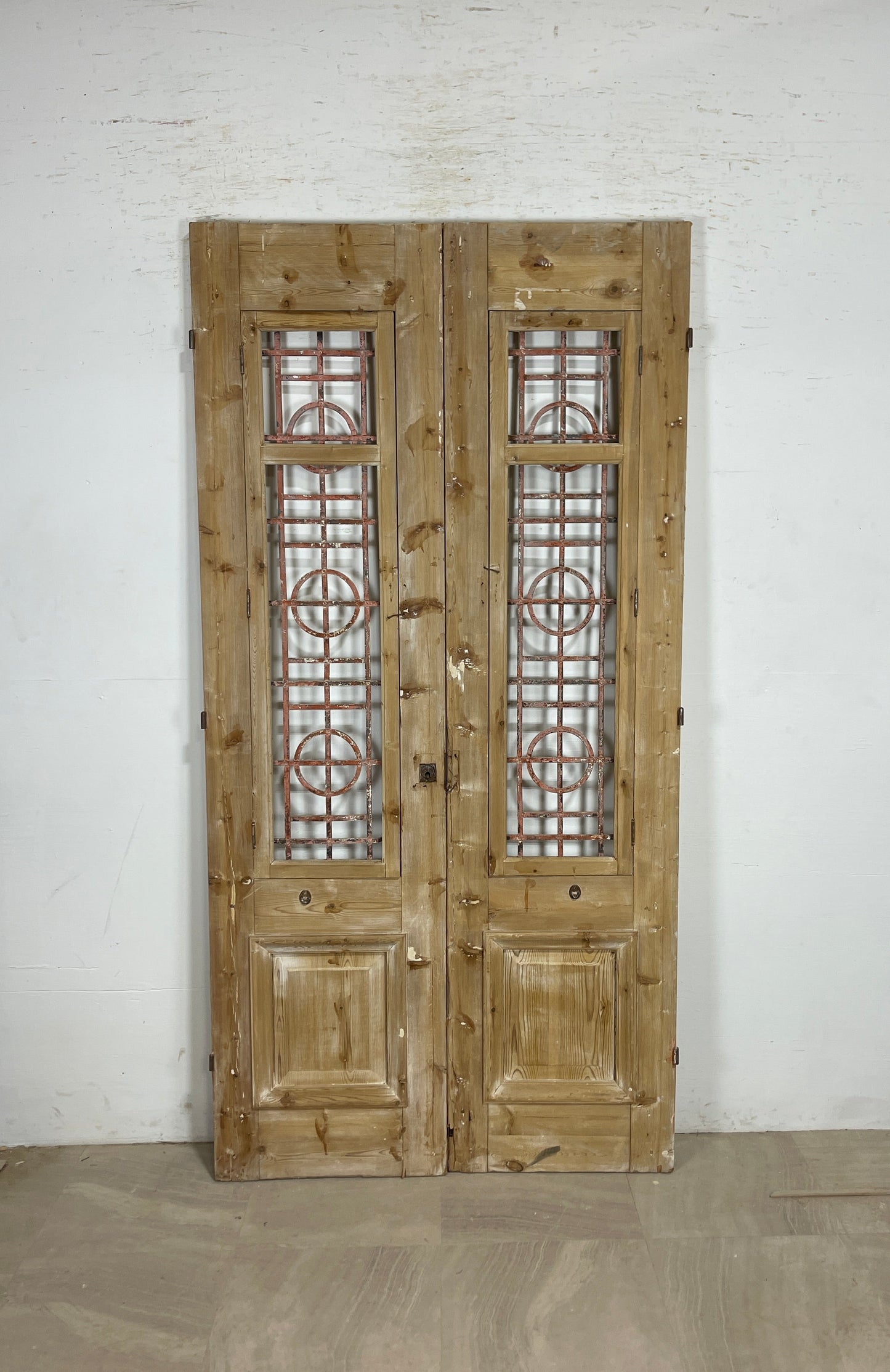 Antique French panel doors with Metal (89x44.5)P78