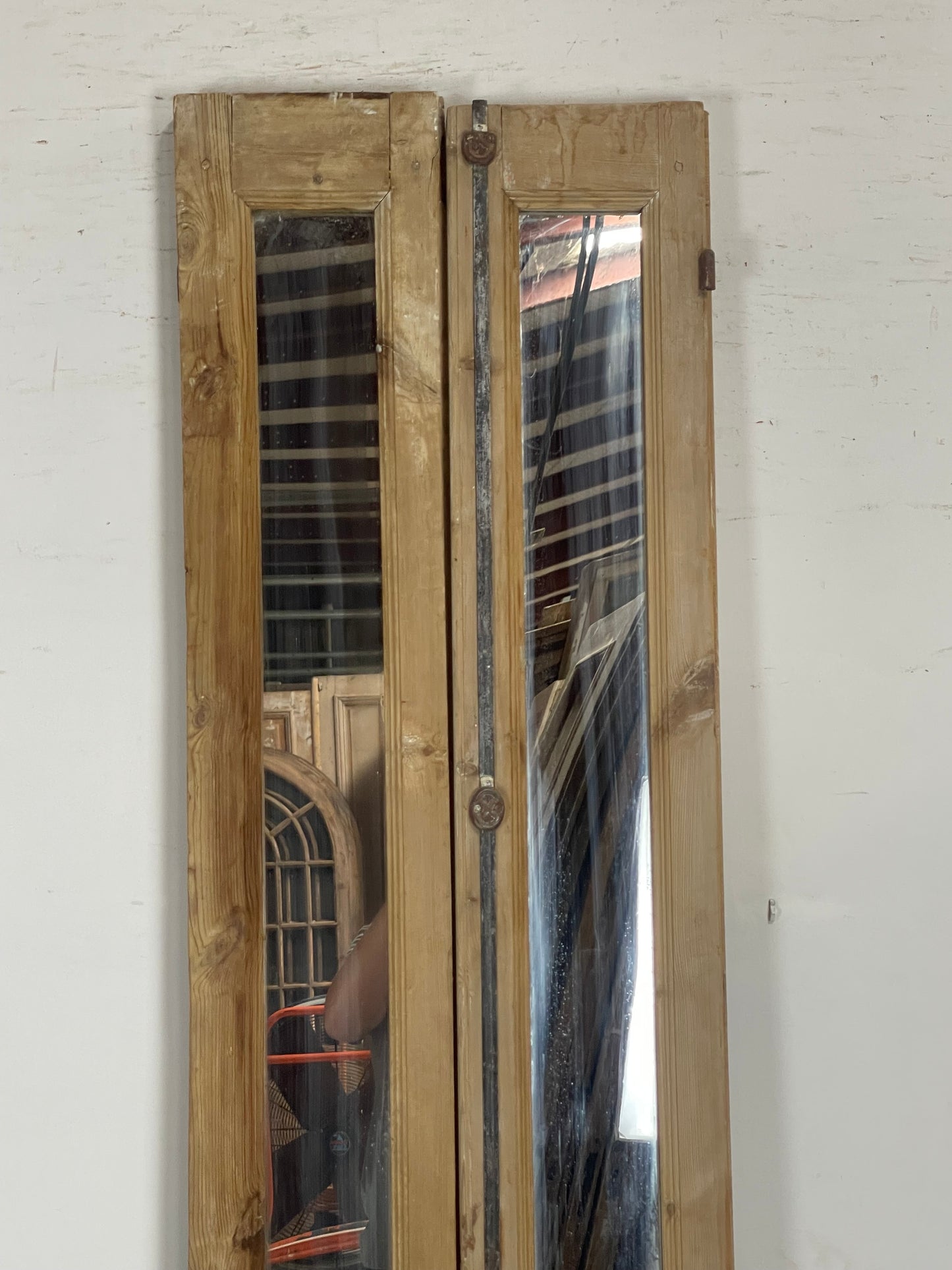 Antique  French Panel Doors with mirror (94x19.5)   M071 need pic of back