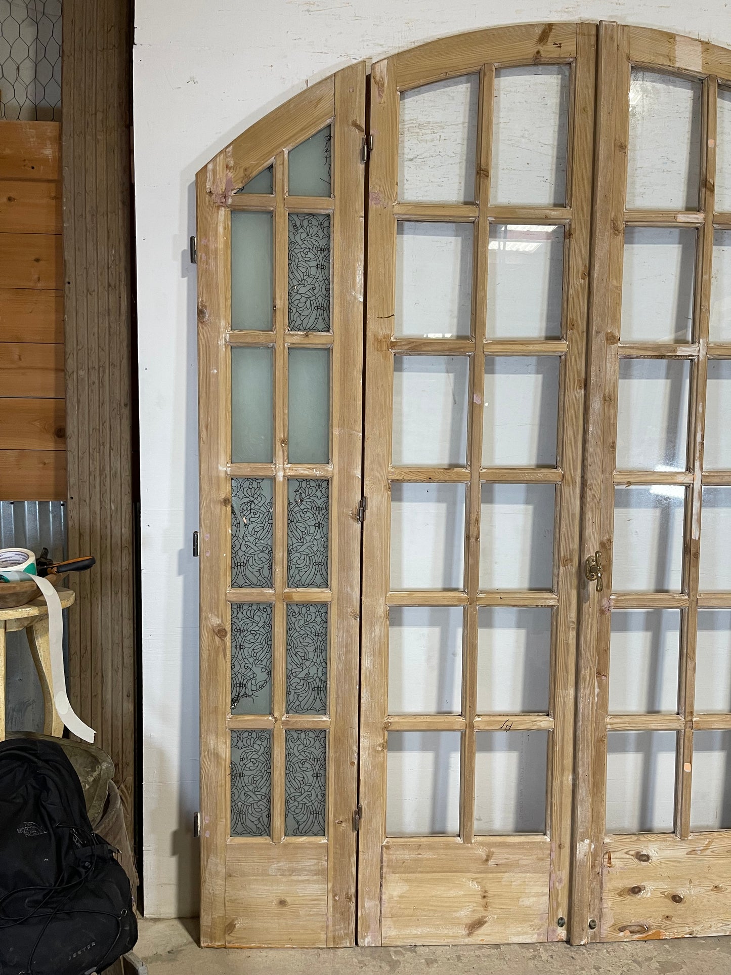 Copy of Antique French Panel Doors with Glass Arched (100.x83.75) L106