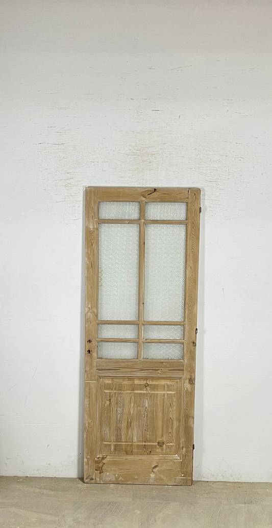 Antique French panel single door with glass (85x32.5) P192