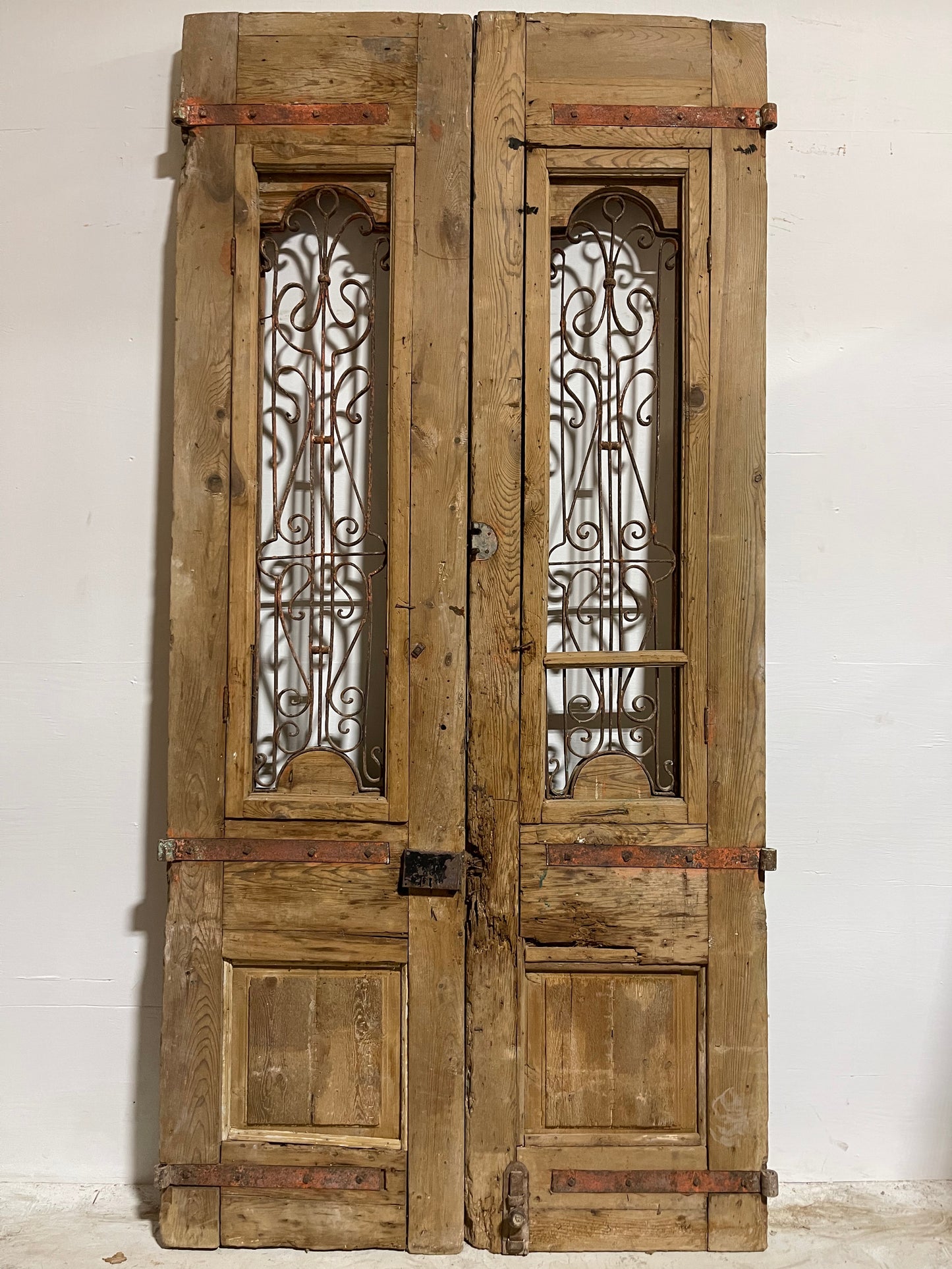 Antique French panel door, with metal (103.25x50.75) J103