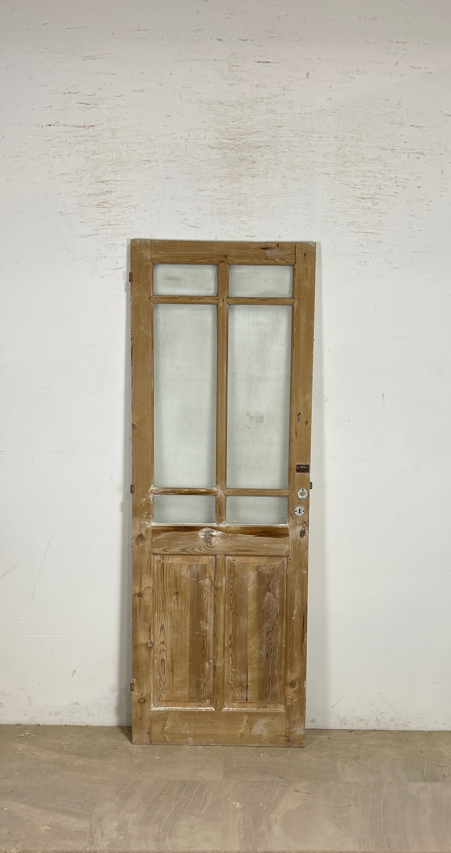 Antique French panel single door with glass (81.5x28.5) P189