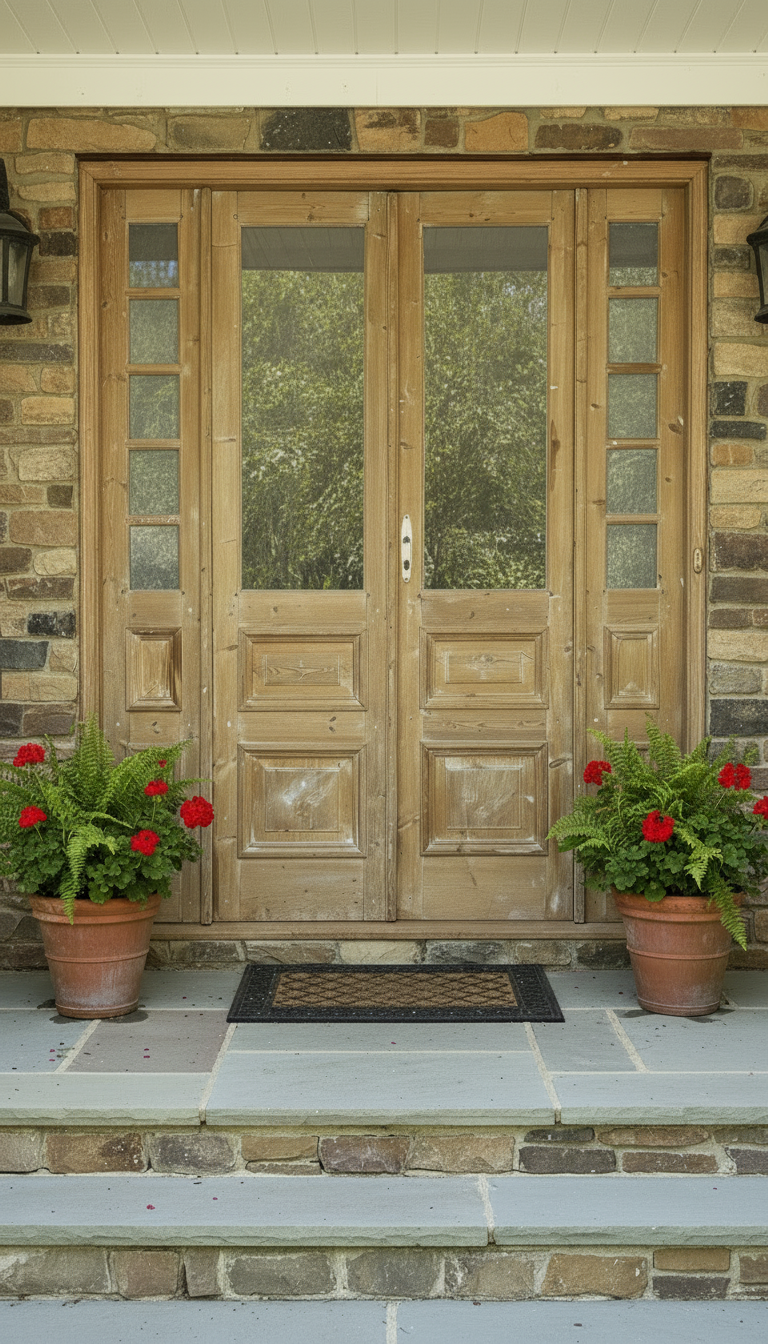 Antique French panel doors with Glass - 4 Piece set (96x75) P182