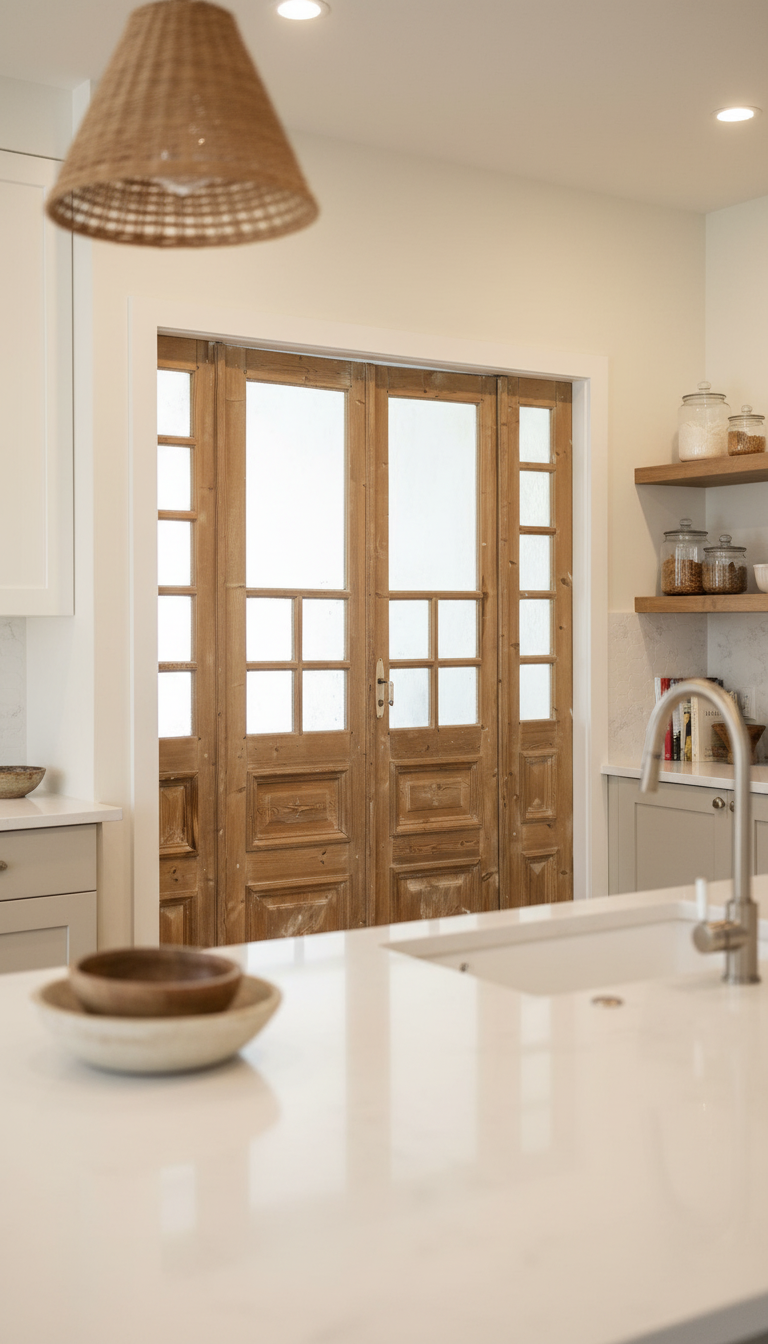 Antique French panel doors with Glass - 4 Piece set (96x75) P182