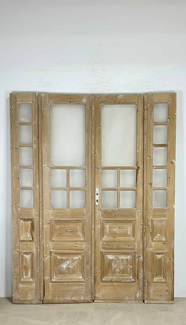 Antique French panel doors with Glass - 4 Piece set (96x75) P182