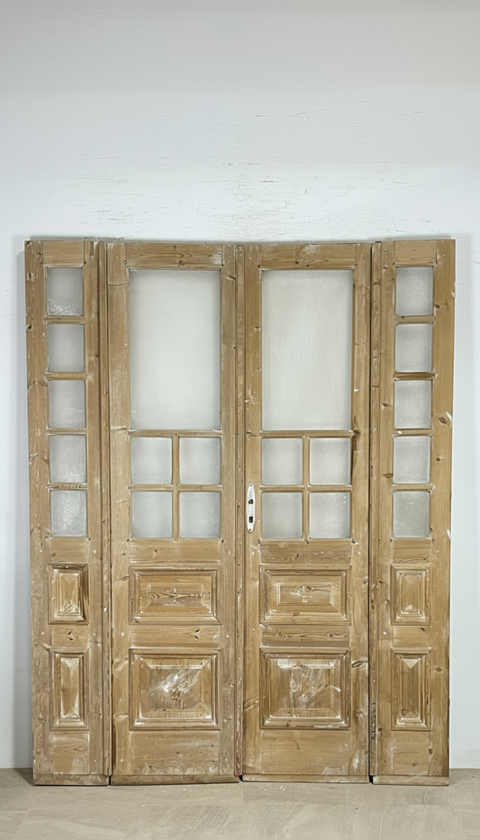 Antique French panel doors with Glass - 4 Piece set (96x75) P182