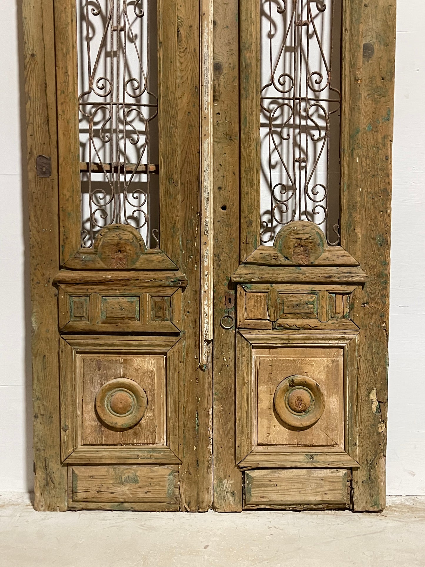Antique French panel door, with metal (103.25x50.75) J103
