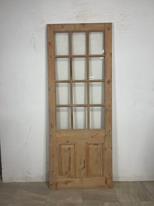 Antique French Panel Door with Glass (90.5 x  34.25) N218