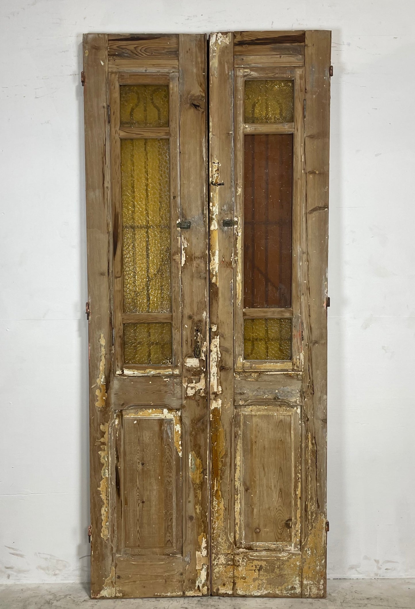 Antique French Panel Doors with Metal (96 x 41)    N016
