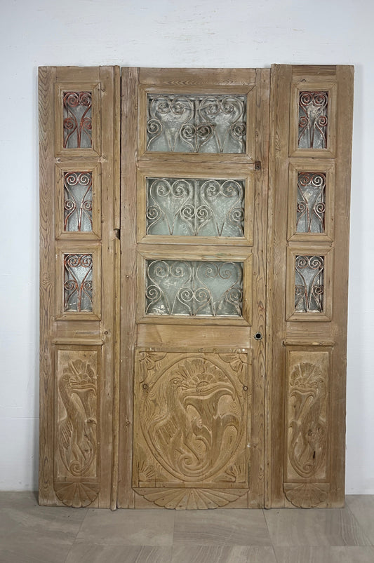 Antique French panel doors with Metal 3 piece set (90.25 x 64.25) O54