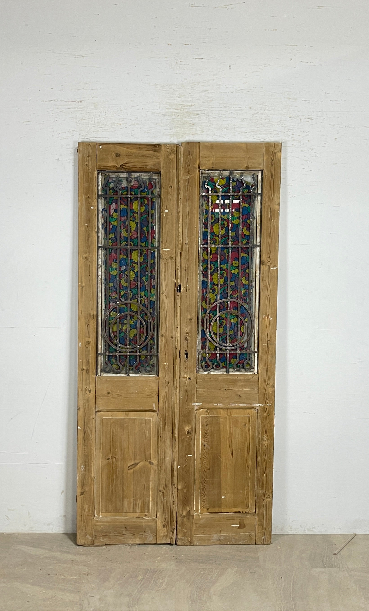 Antique French panel doors with Metal (89x44) P113