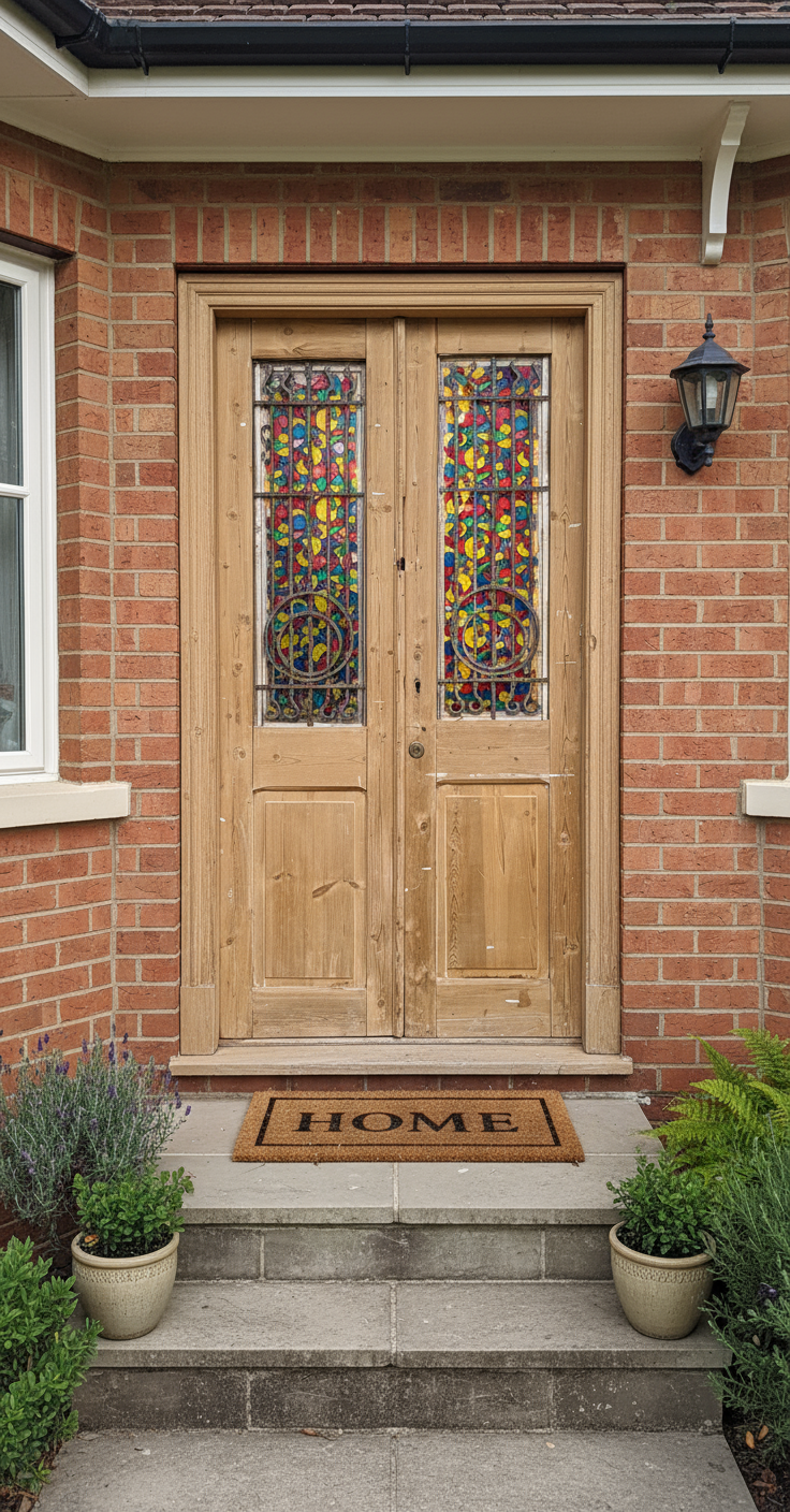 Antique French panel doors with Metal (89x44) P113