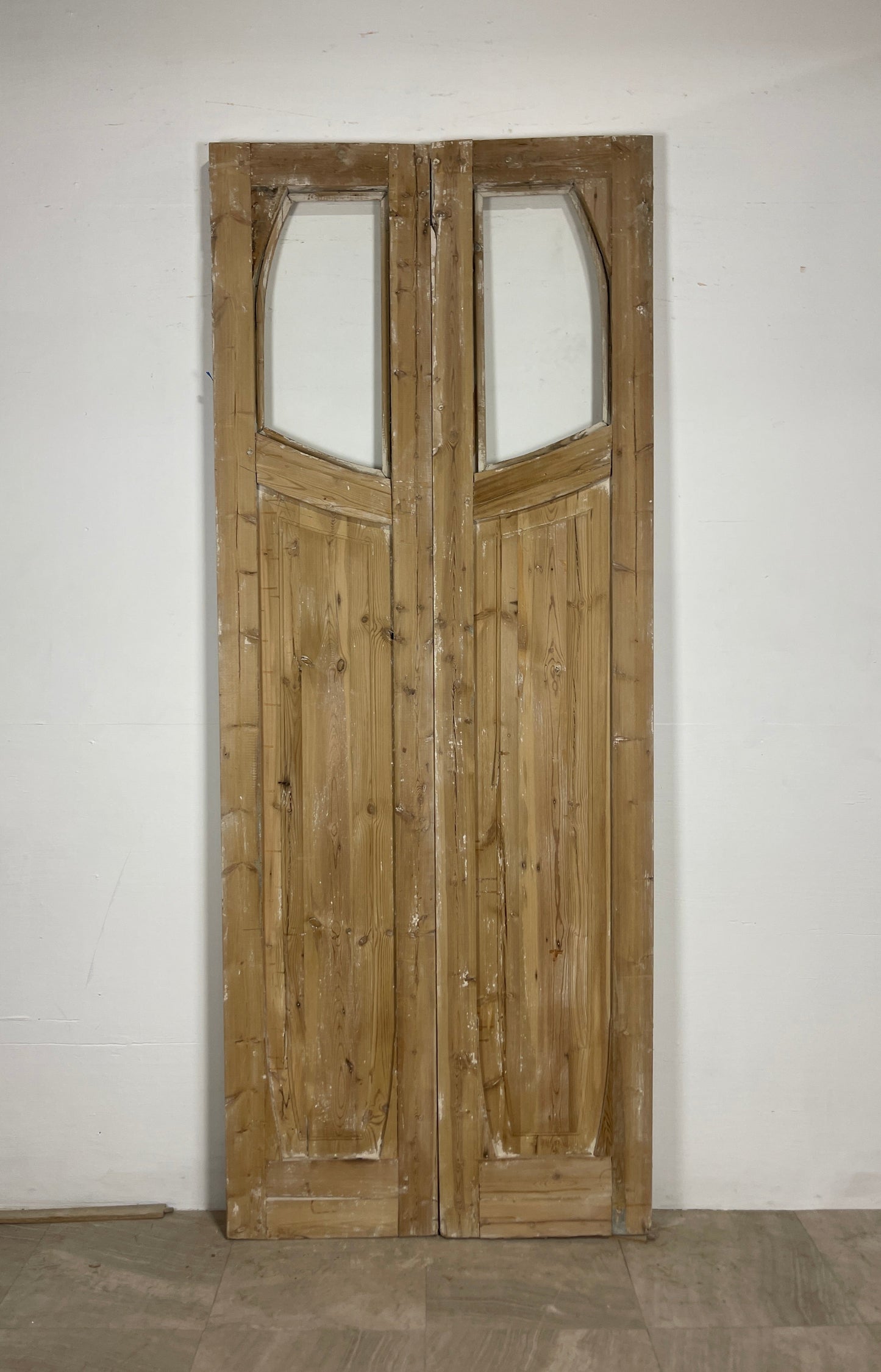 Antique French panel door with Glass  (100.5 x 40)  O12