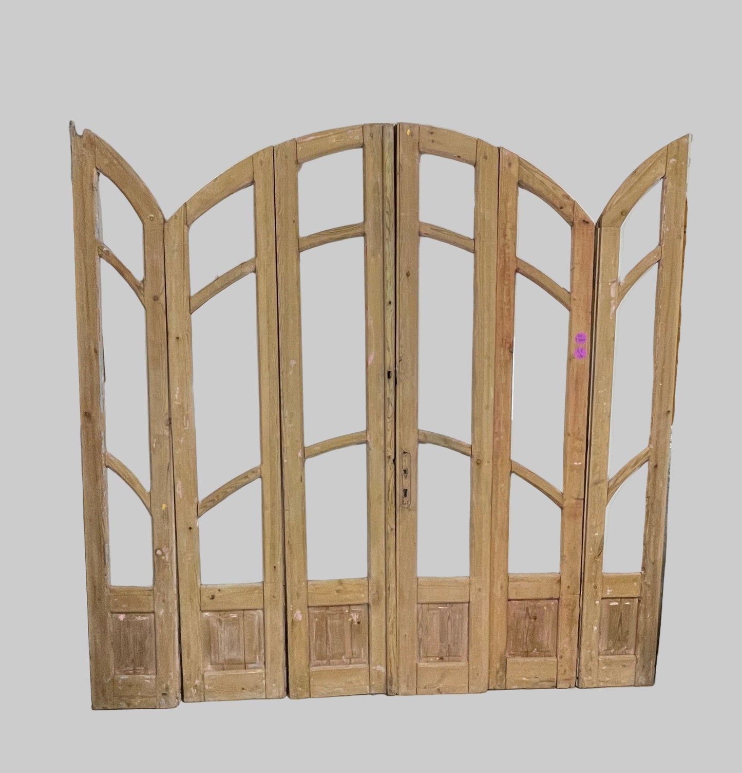Antique French panel arched doors with Glass (97 x 100) P4