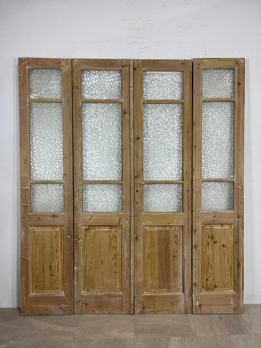 Antique French panel doors with Glass (87.25 x 75.5) O60 4 piece set