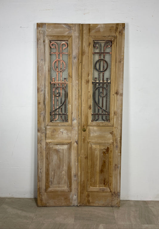 Antique French panel doors with Metal (86 x 40) O38