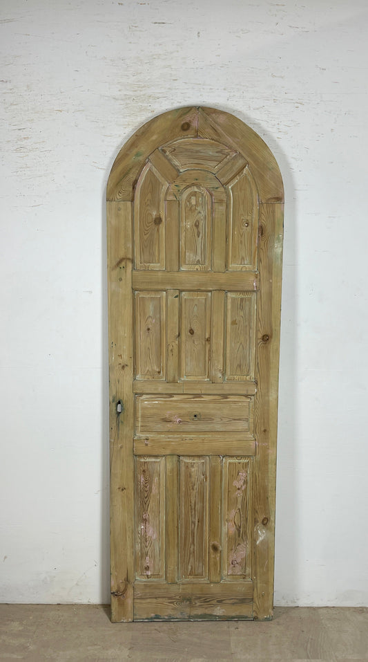 Antique French panel arched door with Carvings (94 x 31) P67