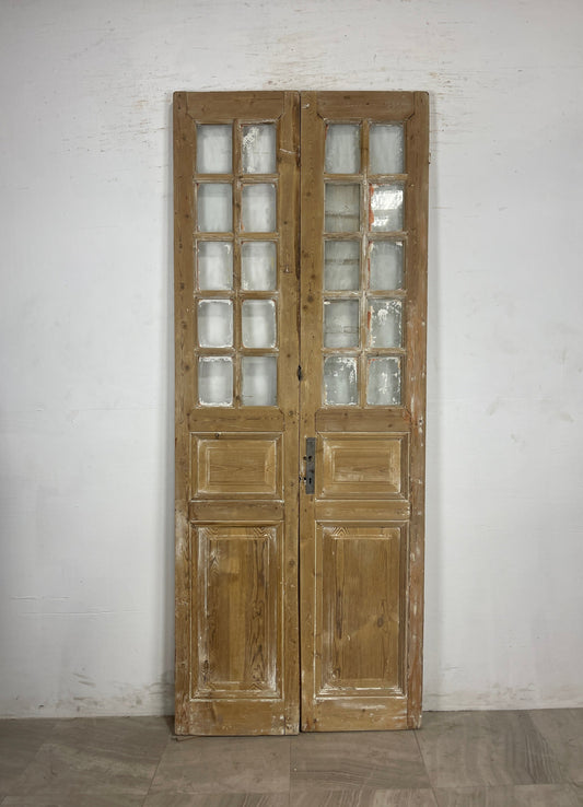Antique French Panel Doors with glass (92.5 x 36.5)   N152