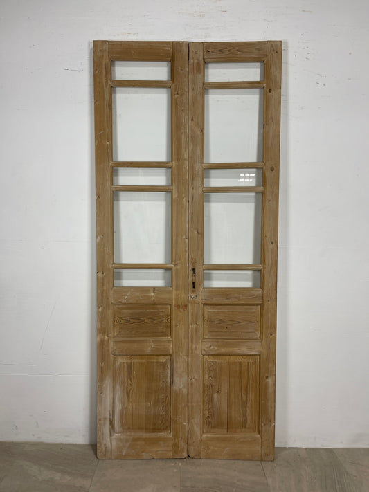 Antique French panel doors with Glass  (91.25 x 39.5)  Container O63