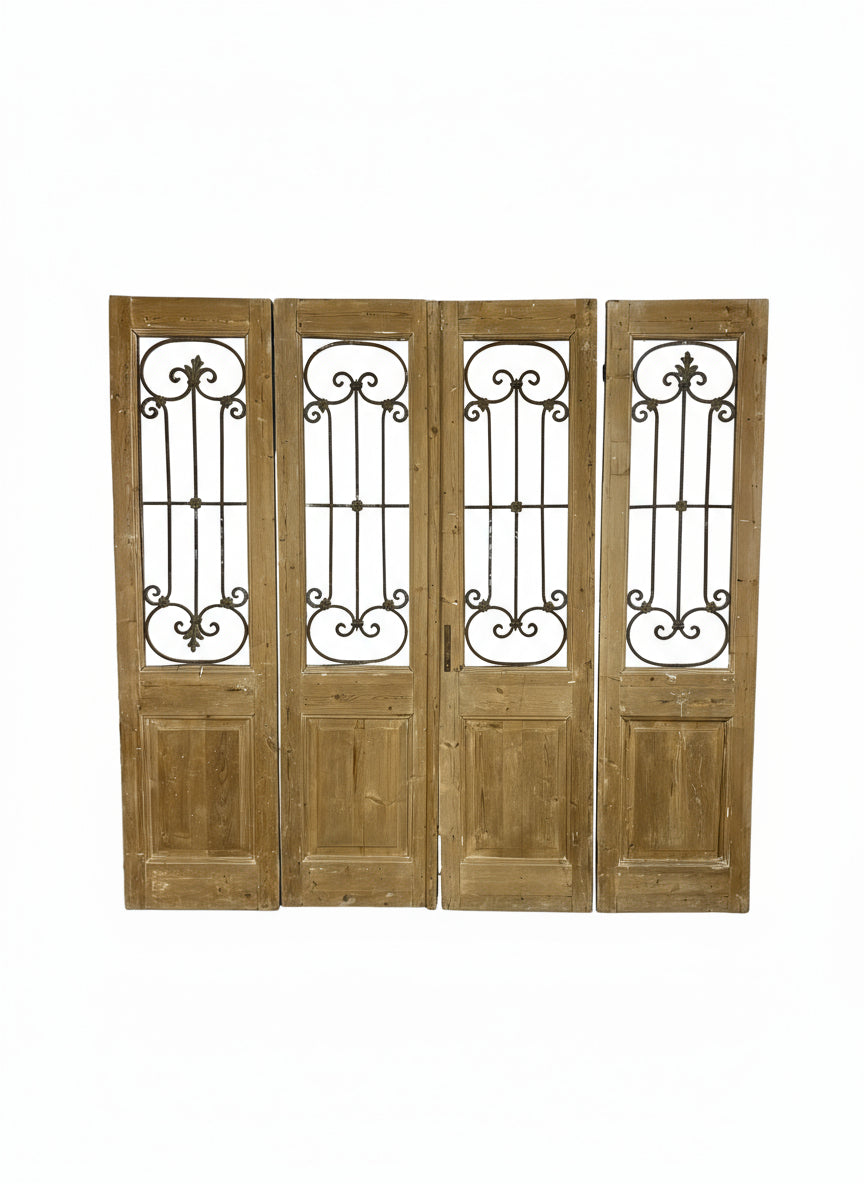 Antique French panel doors with Metal (96x100) P97