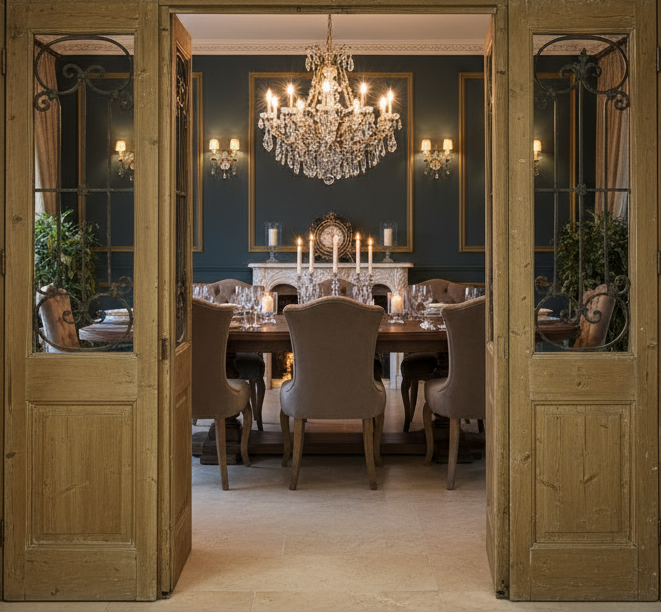 Antique French panel doors with Metal (96x100) P97