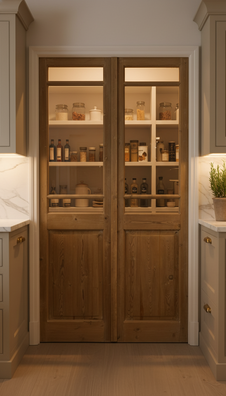 Antique French panel doors with Glass (83.5x44) P148