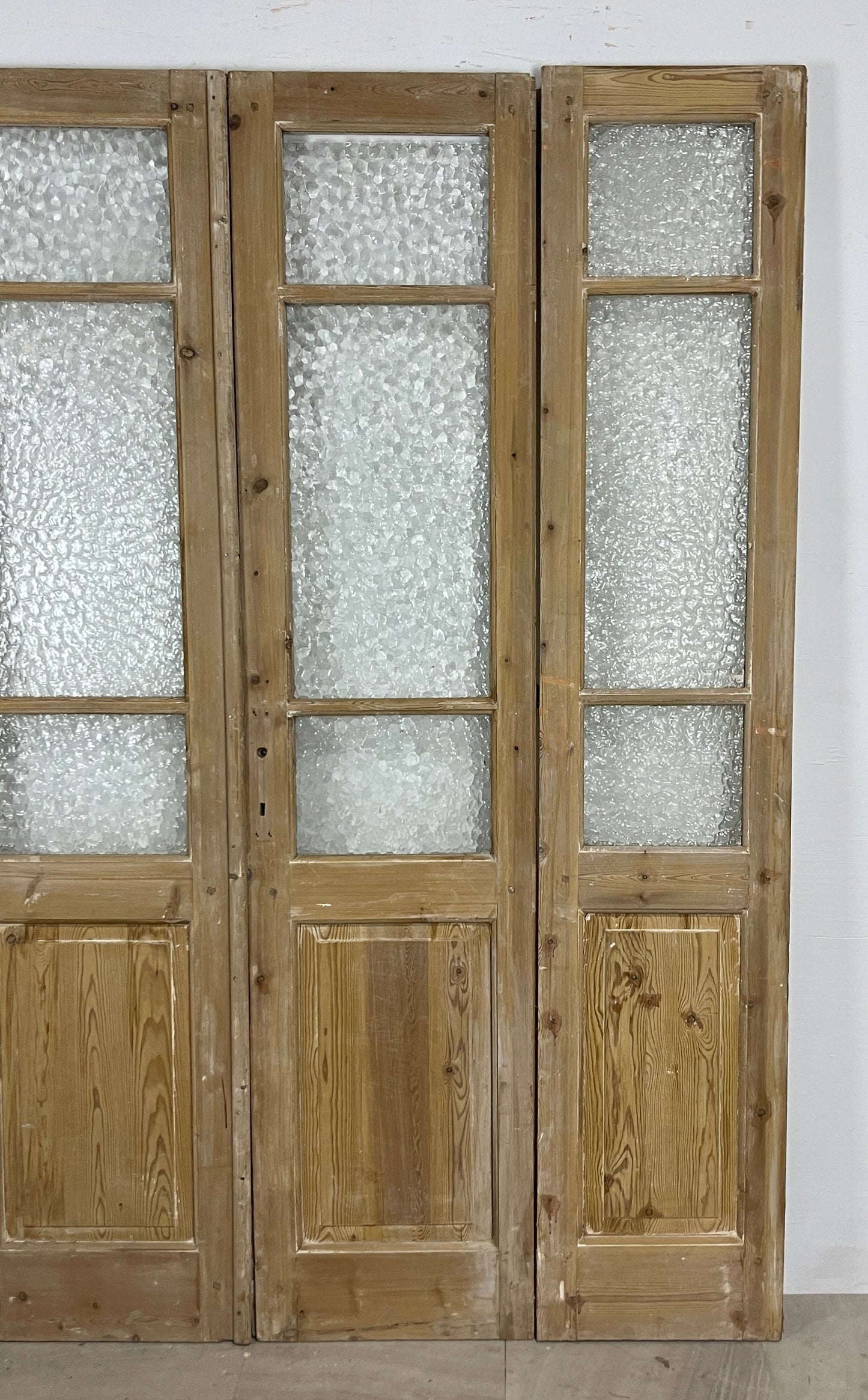 Antique French panel doors with Glass (87.25 x 75.5) O60 4 piece set