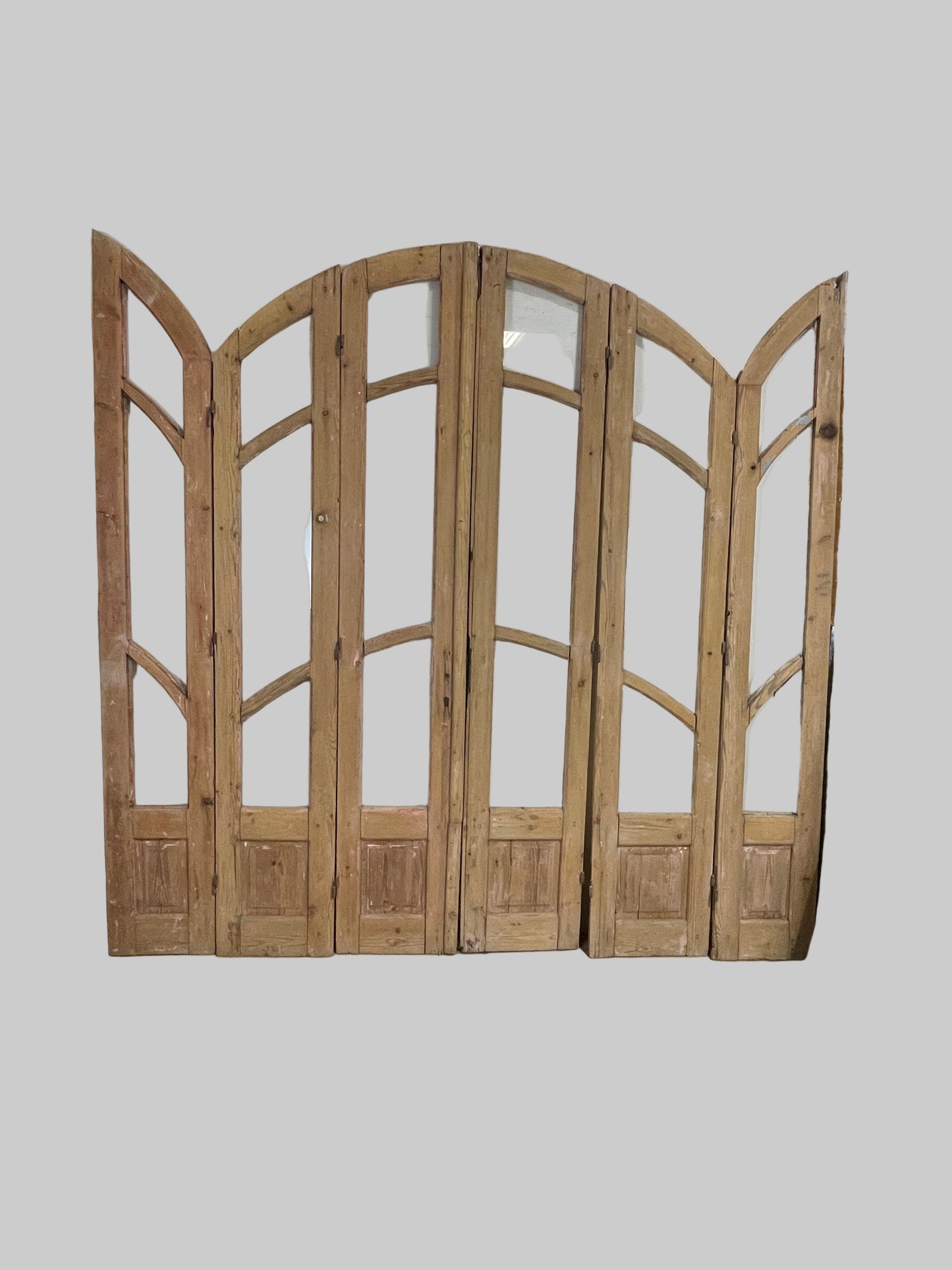 Antique French panel arched doors with Glass (97 x 100) P4