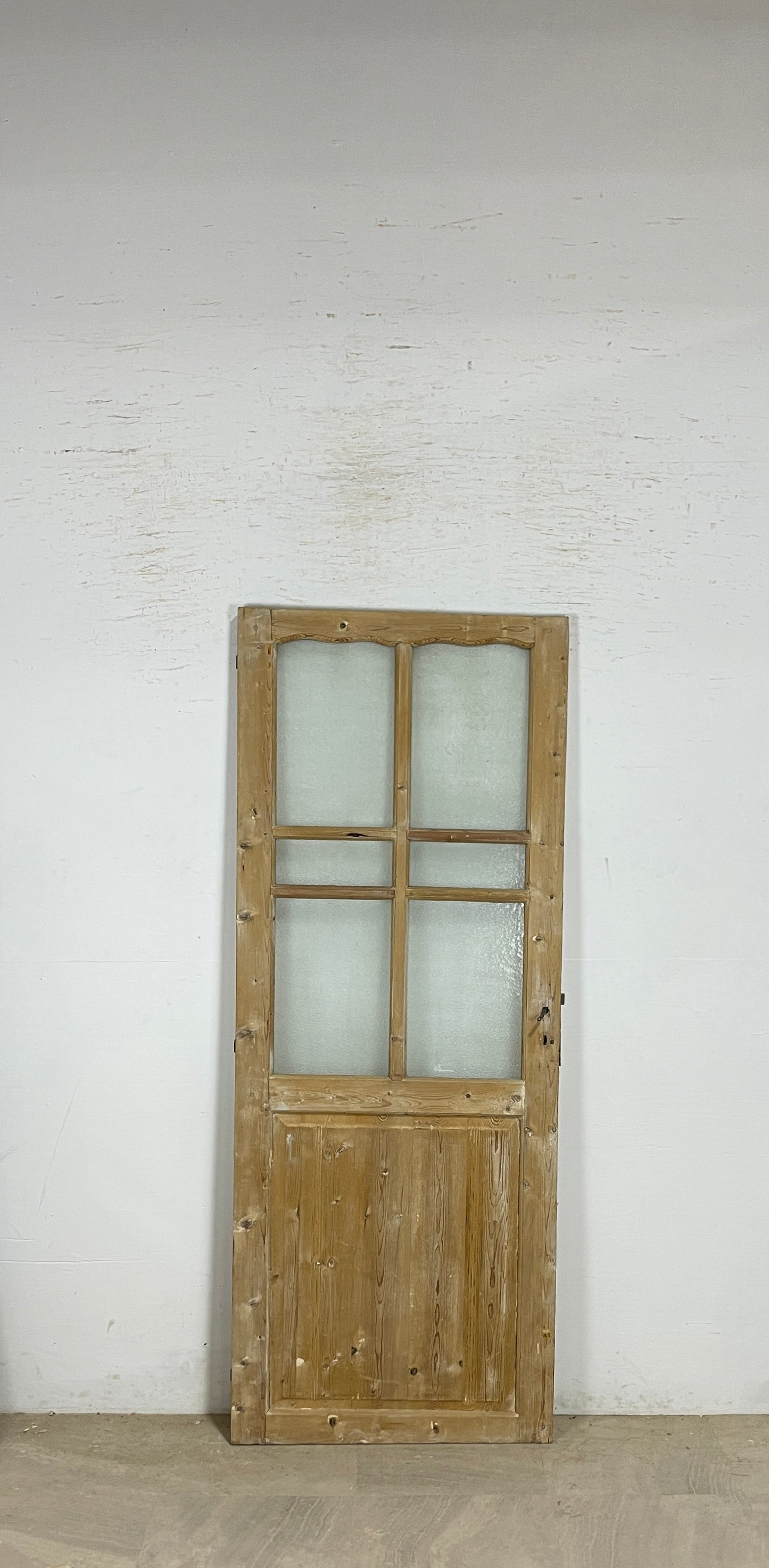 Antique French panel single door with glass (81x32.25) P199