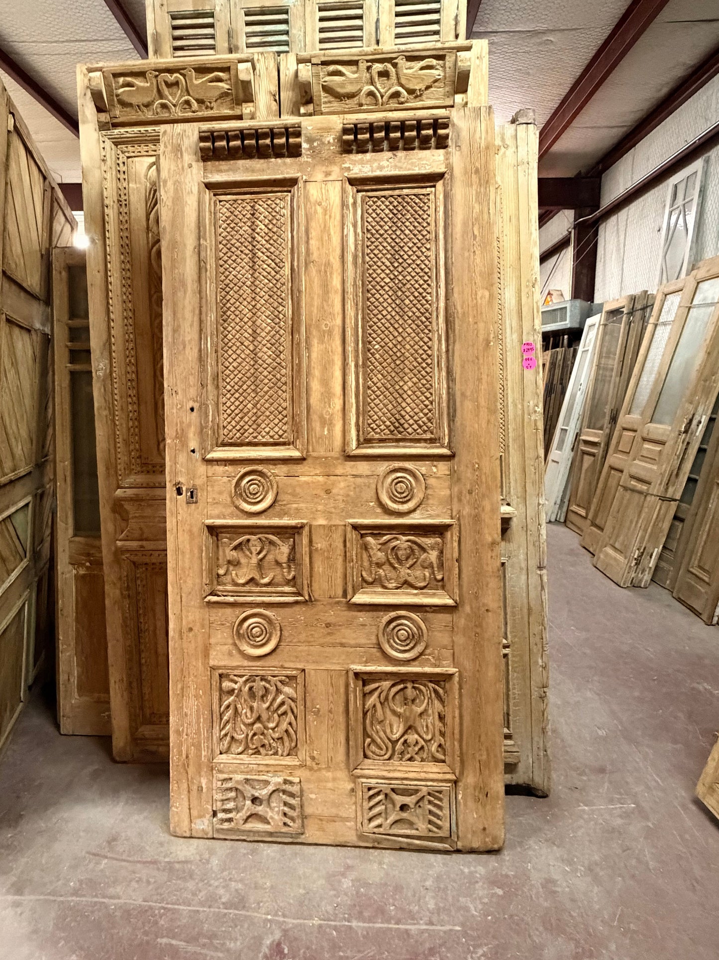 Antique French panel door with carvings (103x47.5) P128