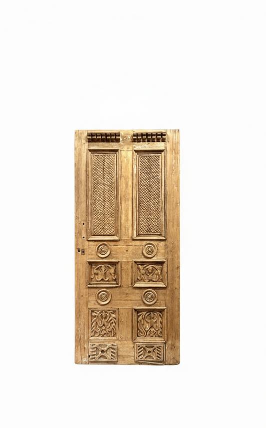 Antique French panel door with carvings (103x47.5) P128