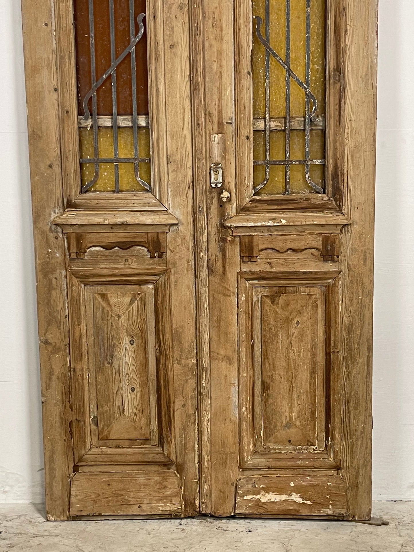 Antique French Panel Doors with Metal (96 x 41)    N016