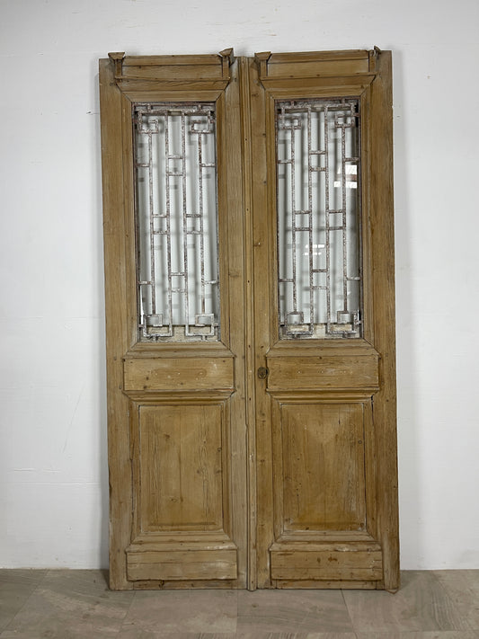Antique French panel doors with Metal (93 x 50.75) O26
