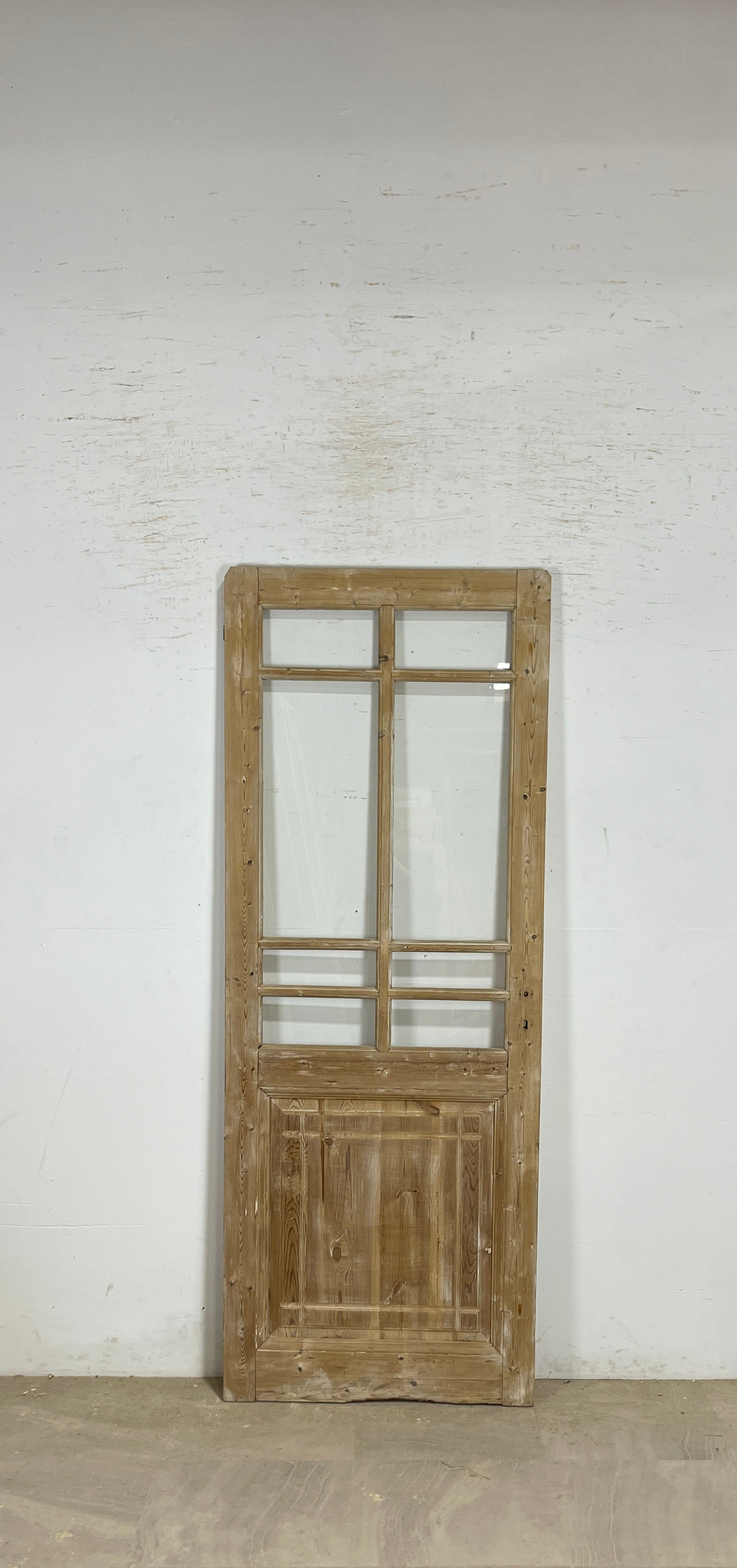 Antique French panel single door with glass (83x32) P190