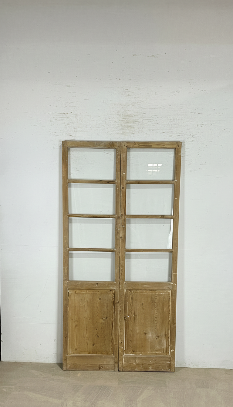 Antique French panel doors with Glass (87x44) P153