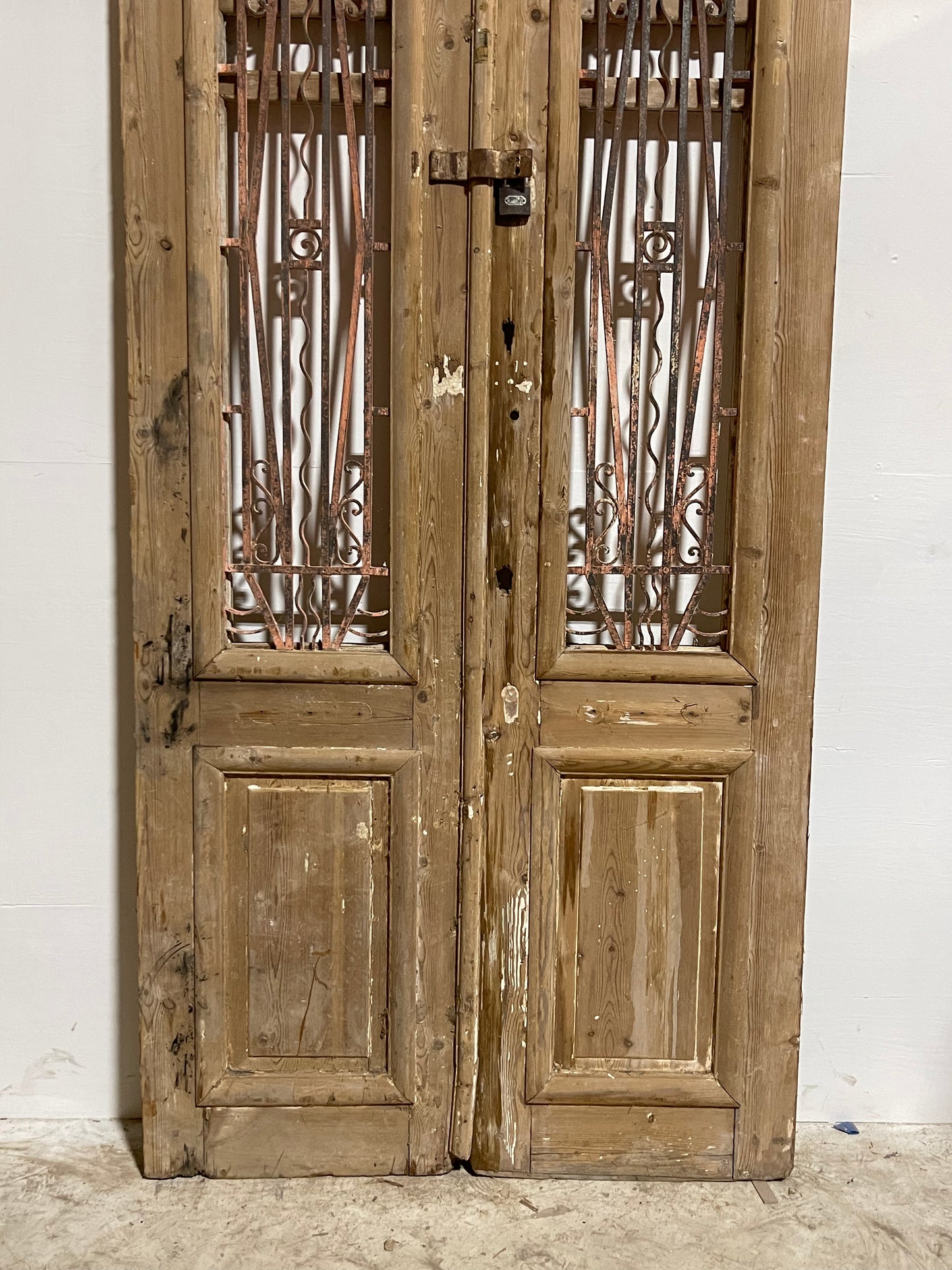 Antique French Panel Door with Metal (94.25x44.50) J109