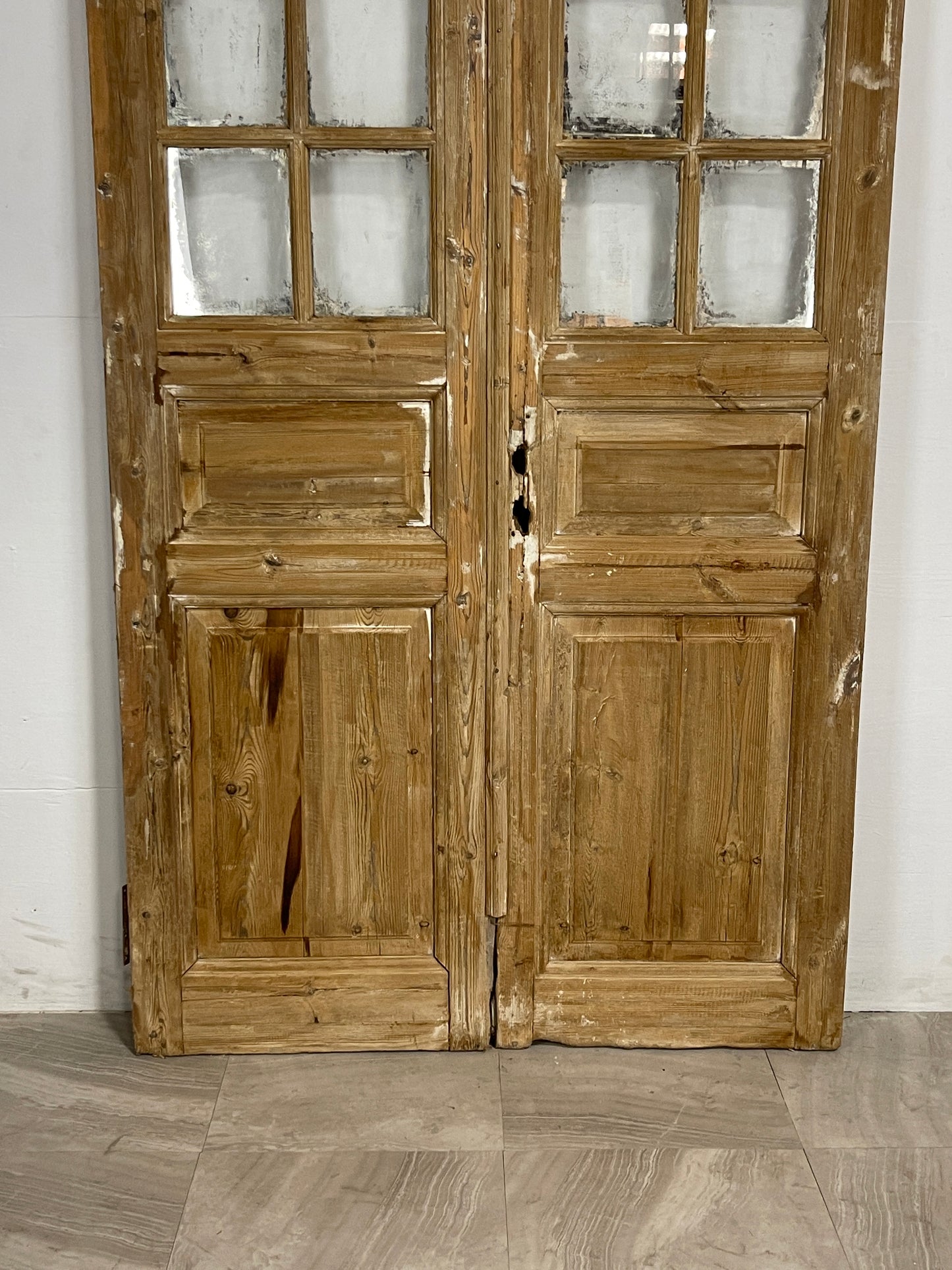 Antique French Panel Doors with Glass   (94.75 x 47.5)   N054