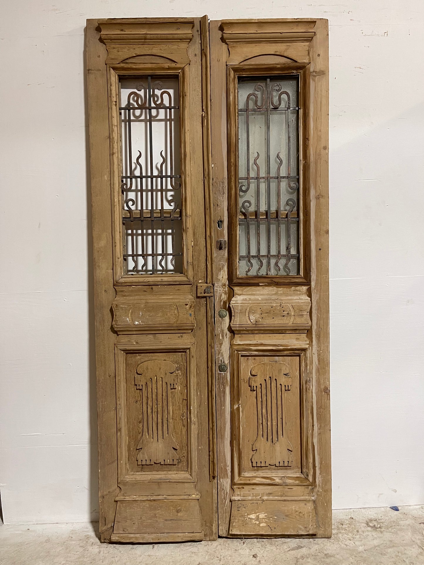 Antique French Panel Doors with Metal (97.25x44)  J108