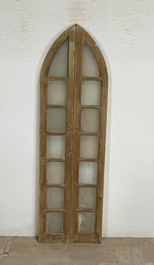 Antique French panel arched  doors with Glass (89.5 x 27.5) P11
